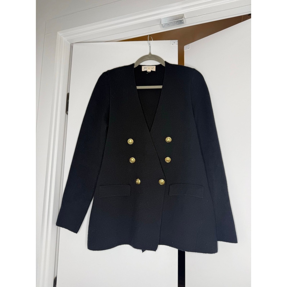 Marled Reunited Clothing Black Cardigan Sweater Gold Buttons Size S